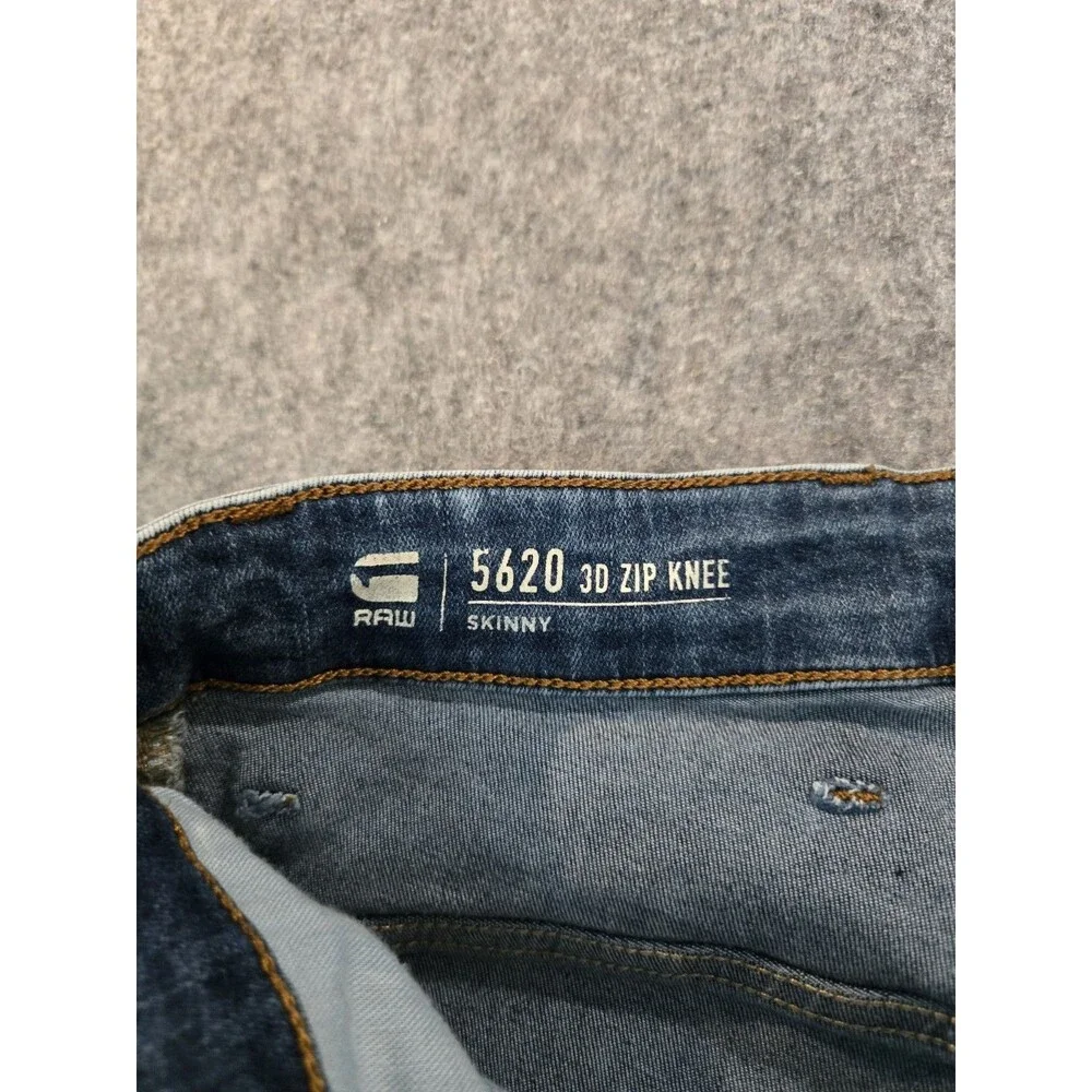 G-Star Raw 5620 3D Zip Knee Skinny Men's Jeans Blue Denim Sz 35x32 Moto